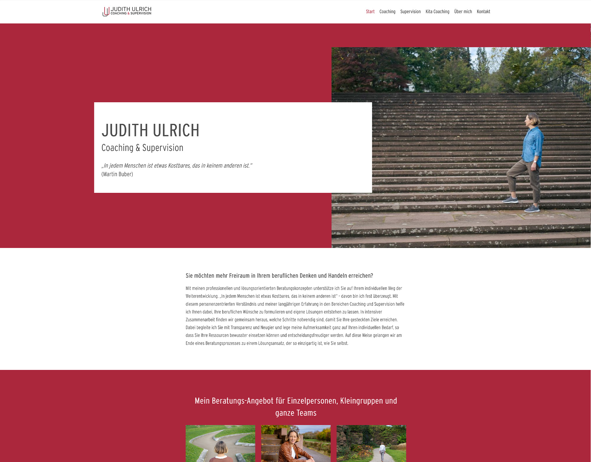 Screenshot der Webdesign-Referenz Judith Ulrich – Coaching- und Supervisions-Website
